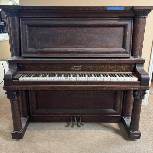 CURRENT SHOP WORK - 1909 Beckwith 58" Wood Finish Commissioned Upright Piano