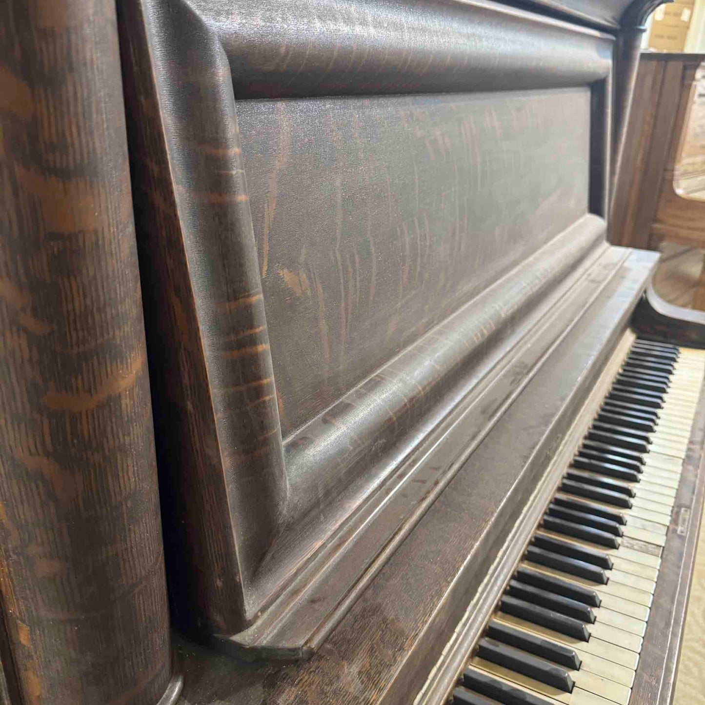 CURRENT SHOP WORK - 1909 Beckwith 58" Wood Finish Commissioned Upright Piano
