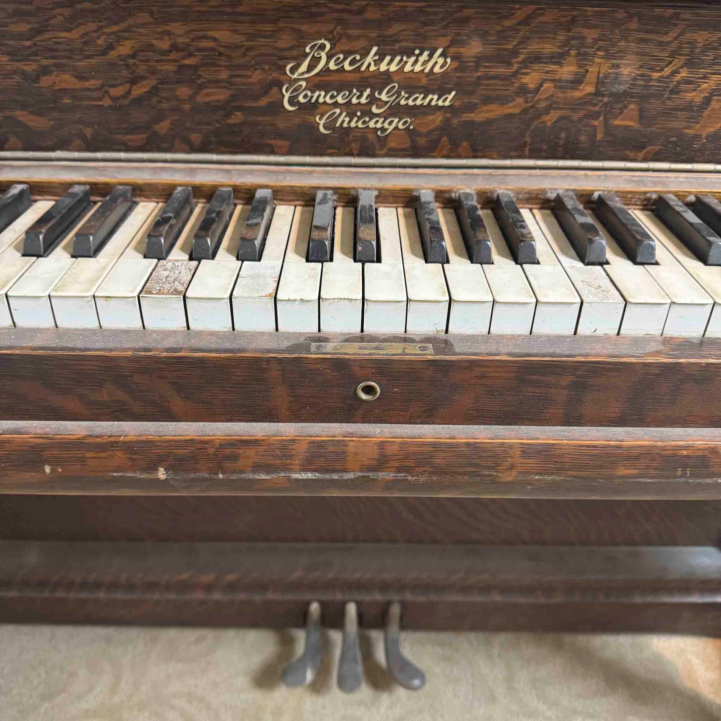 CURRENT SHOP WORK - 1909 Beckwith 58" Wood Finish Commissioned Upright Piano