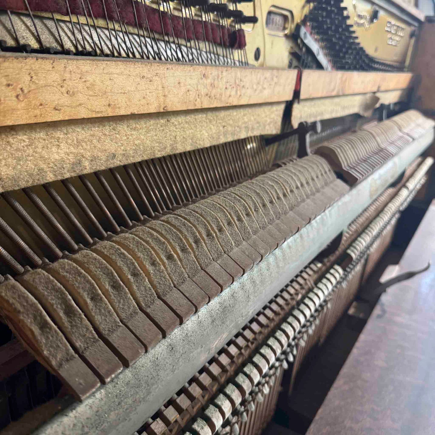 CURRENT SHOP WORK - 1909 Beckwith 58" Wood Finish Commissioned Upright Piano