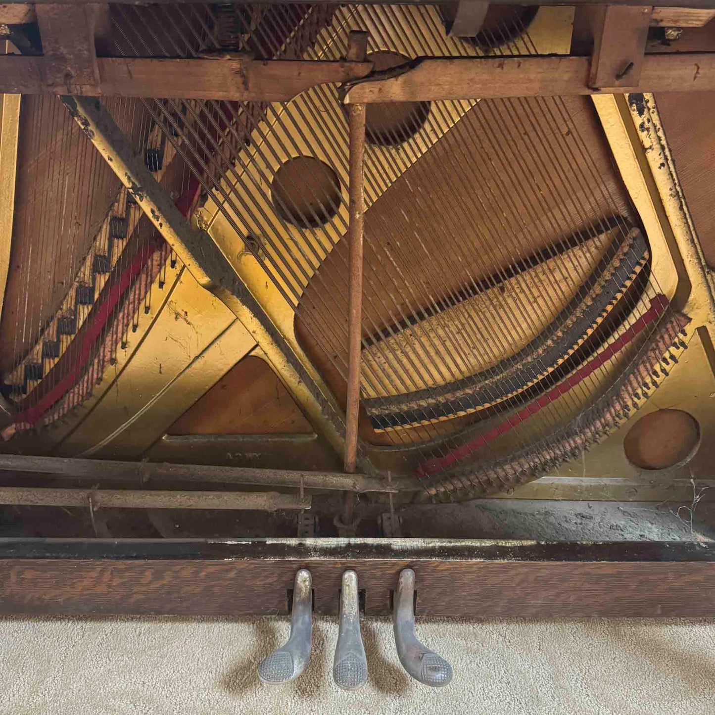 CURRENT SHOP WORK - 1909 Beckwith 58" Wood Finish Commissioned Upright Piano
