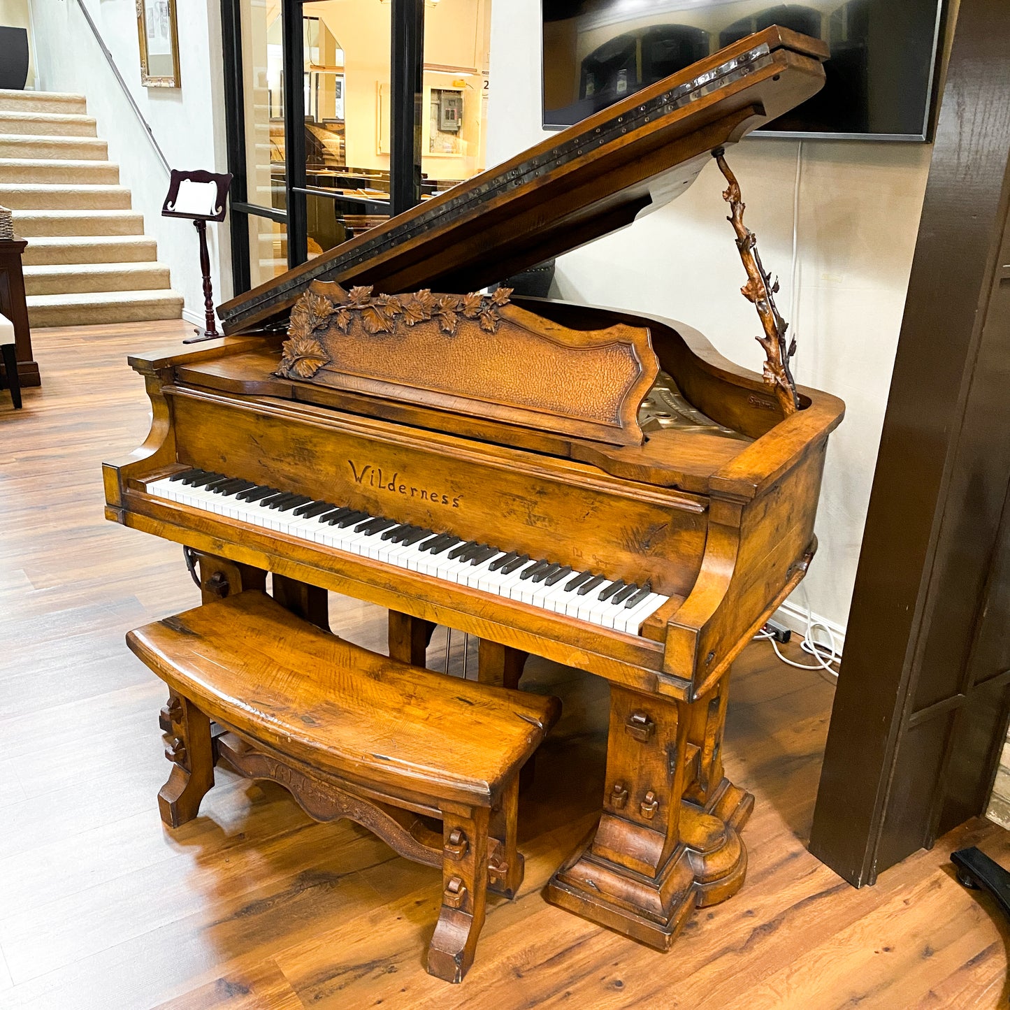 The WILDERNESS Grand Player Piano - One of A Kind Handcrafted Rustic Art Case