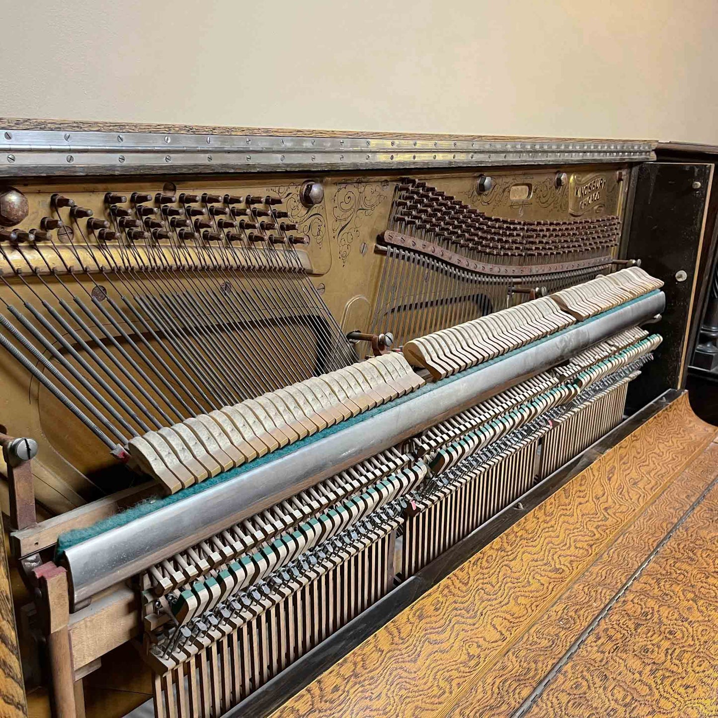 AVAILABLE TO RESTORE: CALL FOR CUSTOM PRICING - 1905 Kingsbury 56" Wood Finish Upright Piano