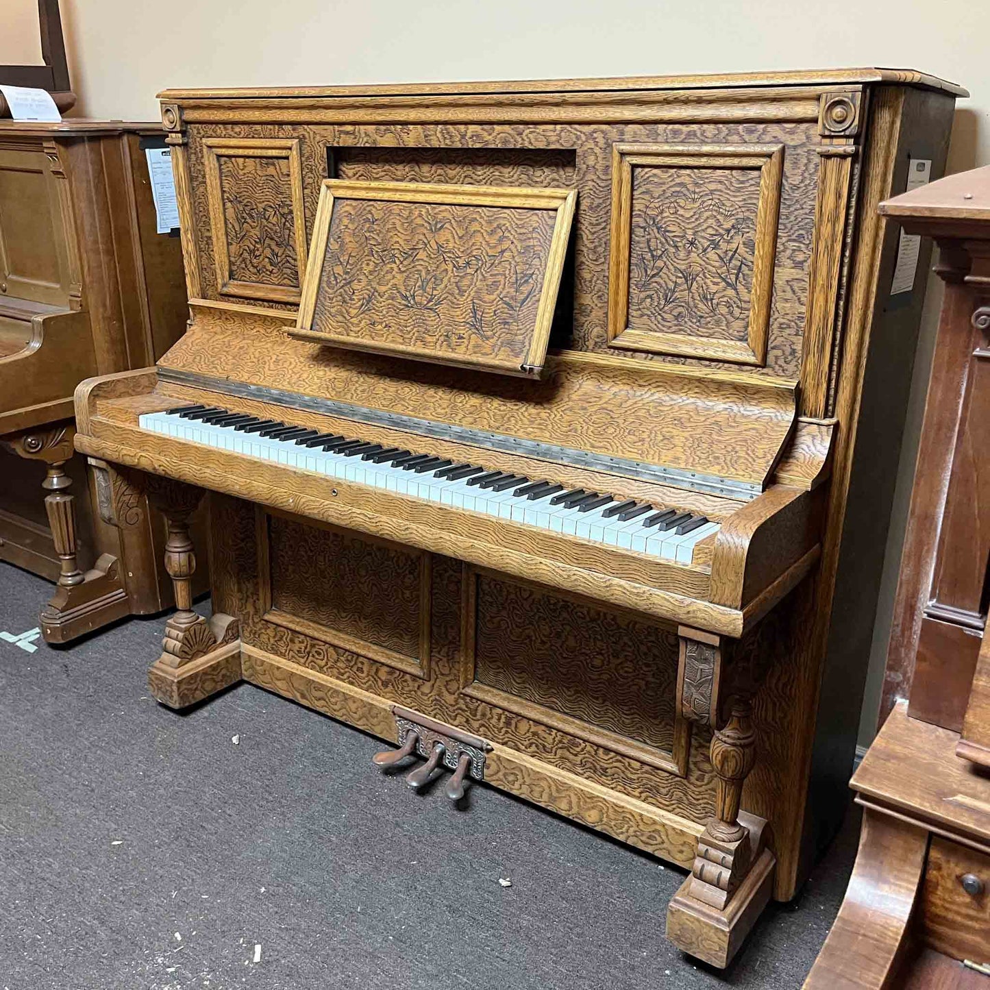AVAILABLE TO RESTORE: CALL FOR CUSTOM PRICING - 1905 Kingsbury 56" Wood Finish Upright Piano