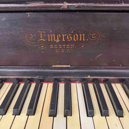 CURRENT SHOP WORK - 1890 Emerson 58" Wood Finish Commissioned Upright Piano