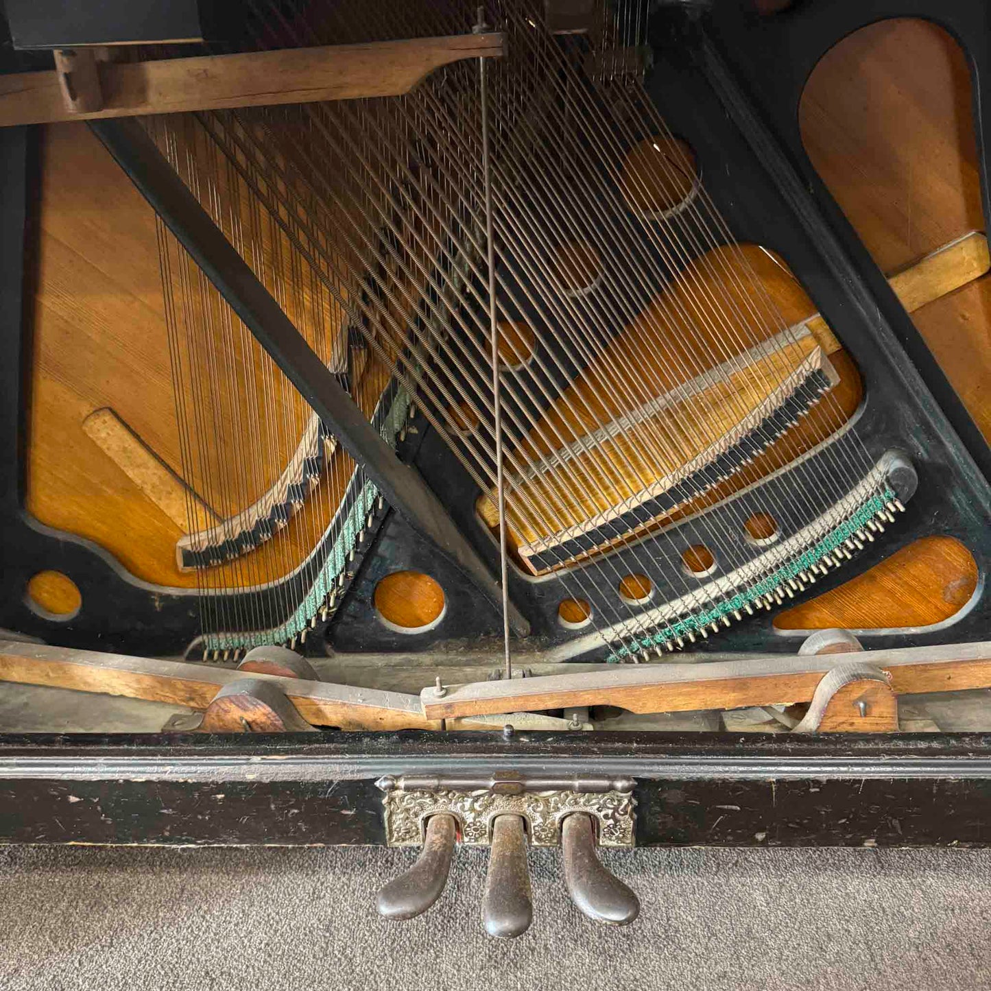 CURRENT SHOP WORK - 1890 Emerson 58" Wood Finish Commissioned Upright Piano