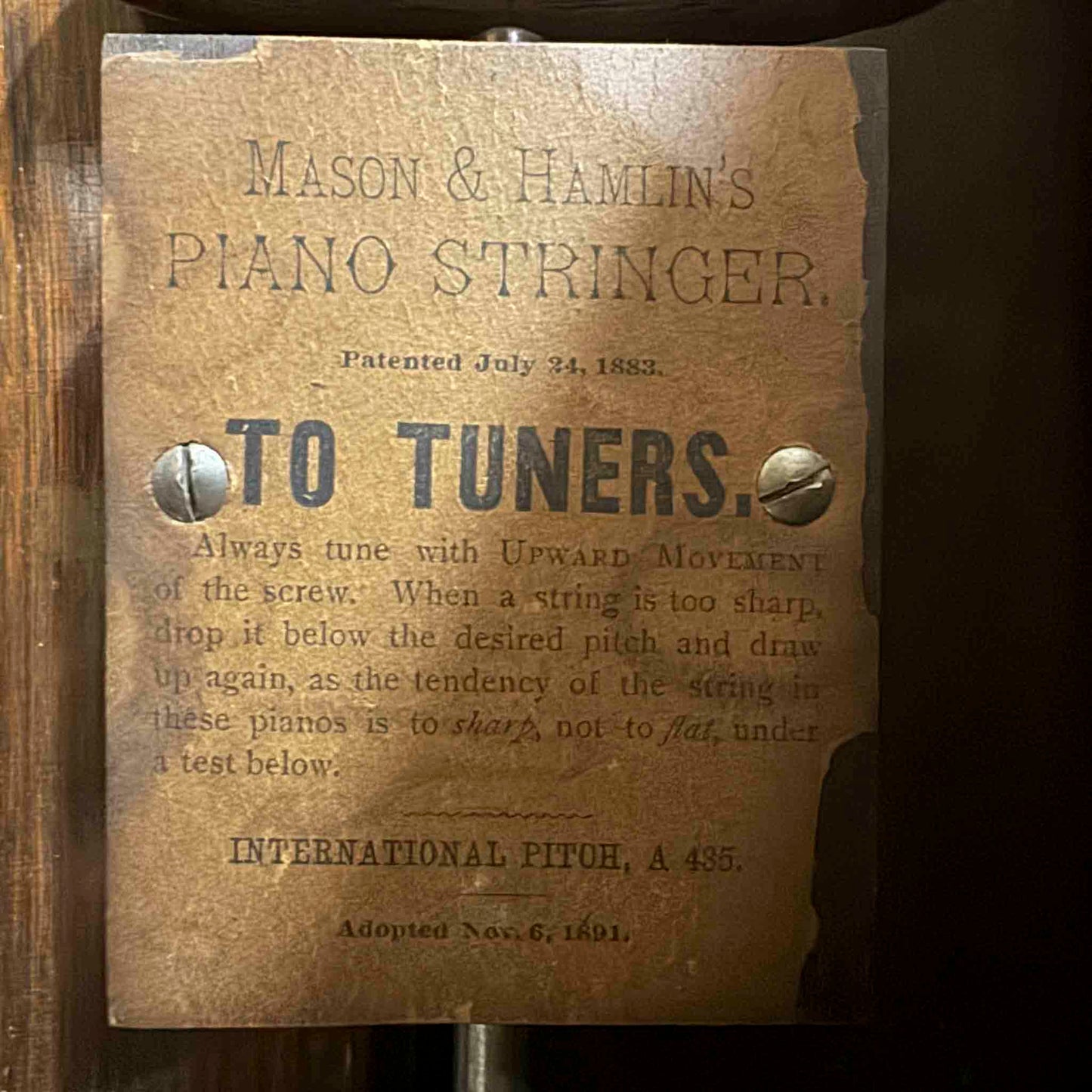 CURRENT SHOP WORK - 1893 Mason & Hamlin 57" Wood Finish Commissioned Upright Piano