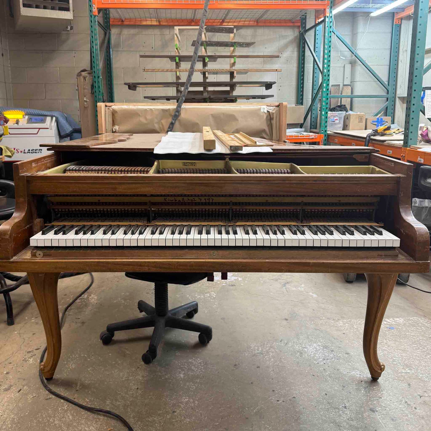 CURRENT SHOP WORK - 1920 Kimball 5'7" Wood Finish Commissioned Grand Piano