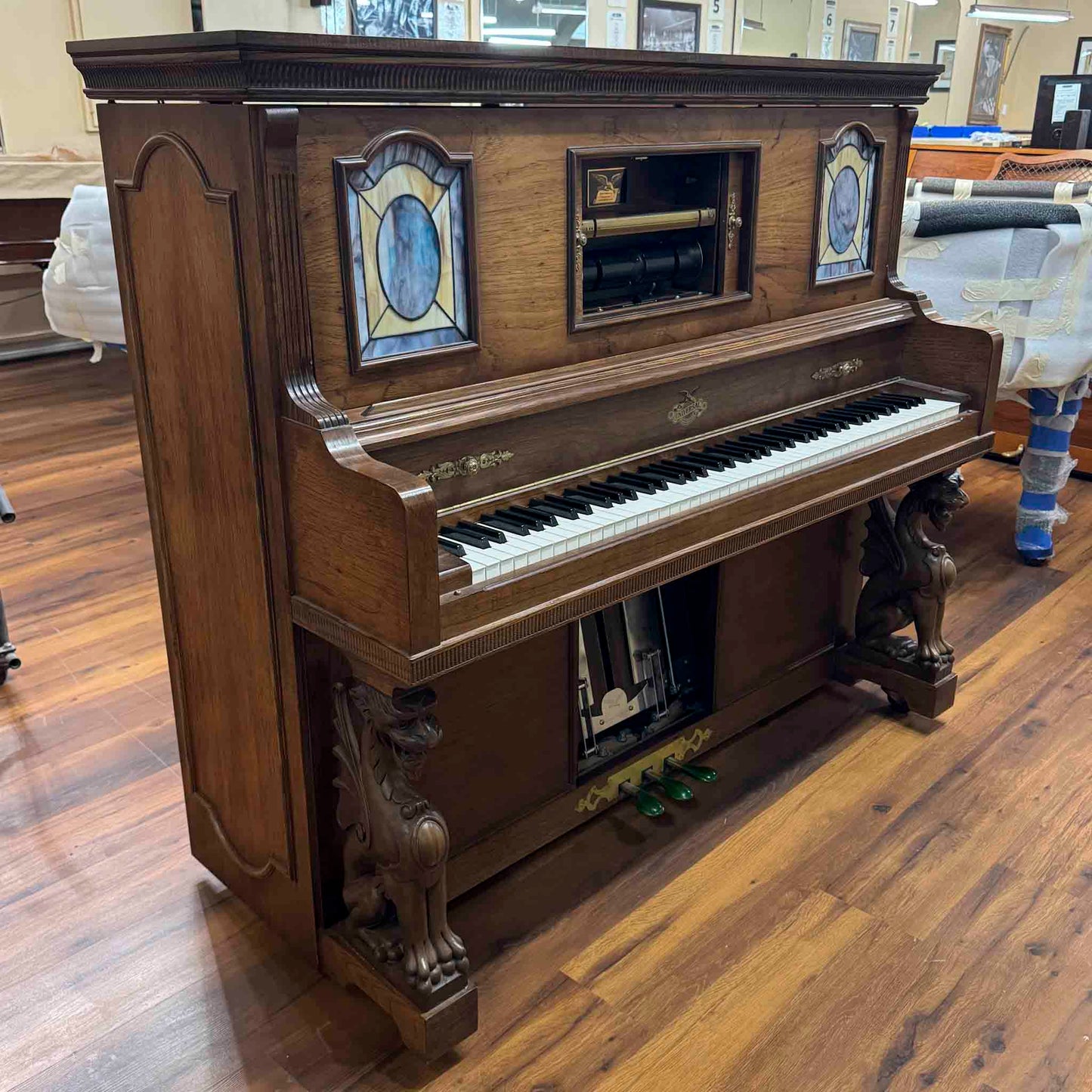 CURRENT SHOP WORK - 1980 Universal 52" Wood Finish Commissioned Vintage Player Upright Piano