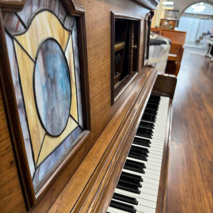 CURRENT SHOP WORK - 1980 Universal 52" Wood Finish Commissioned Vintage Player Upright Piano