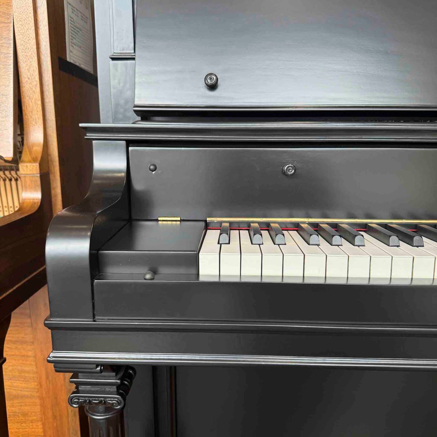 CURRENT SHOP WORK - 1903 Everett 55" Wood Finish Commissioned Upright Piano