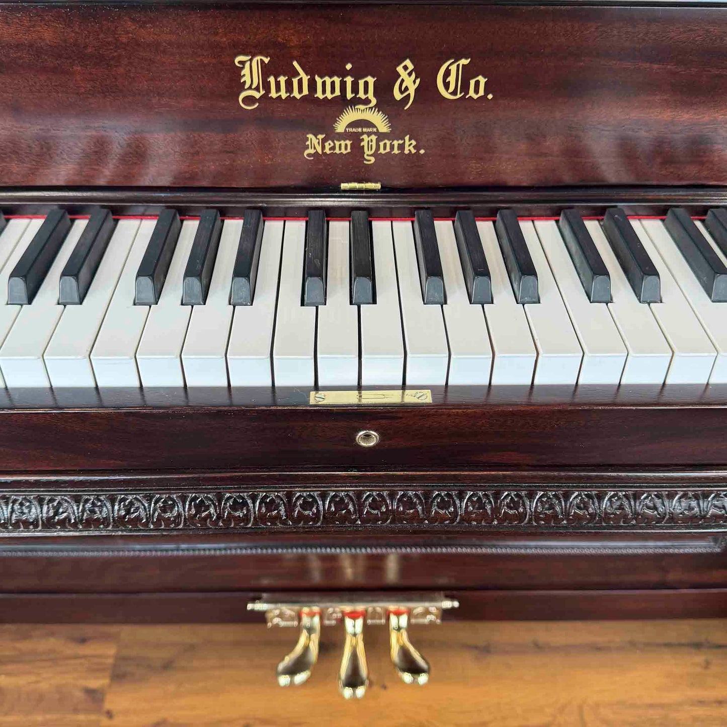 CURRENT SHOP WORK - 1895 Ludwig & Co Wood Finish Commissioned Upright Piano