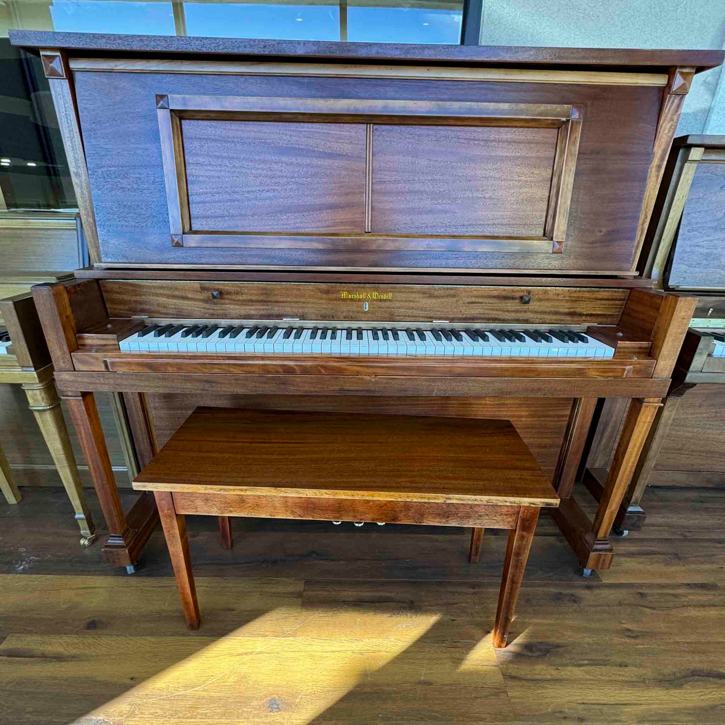 CURRENT SHOP WORK - 1918 Marshall & Wendell 55" Wood Finish Commissioned Upright Piano