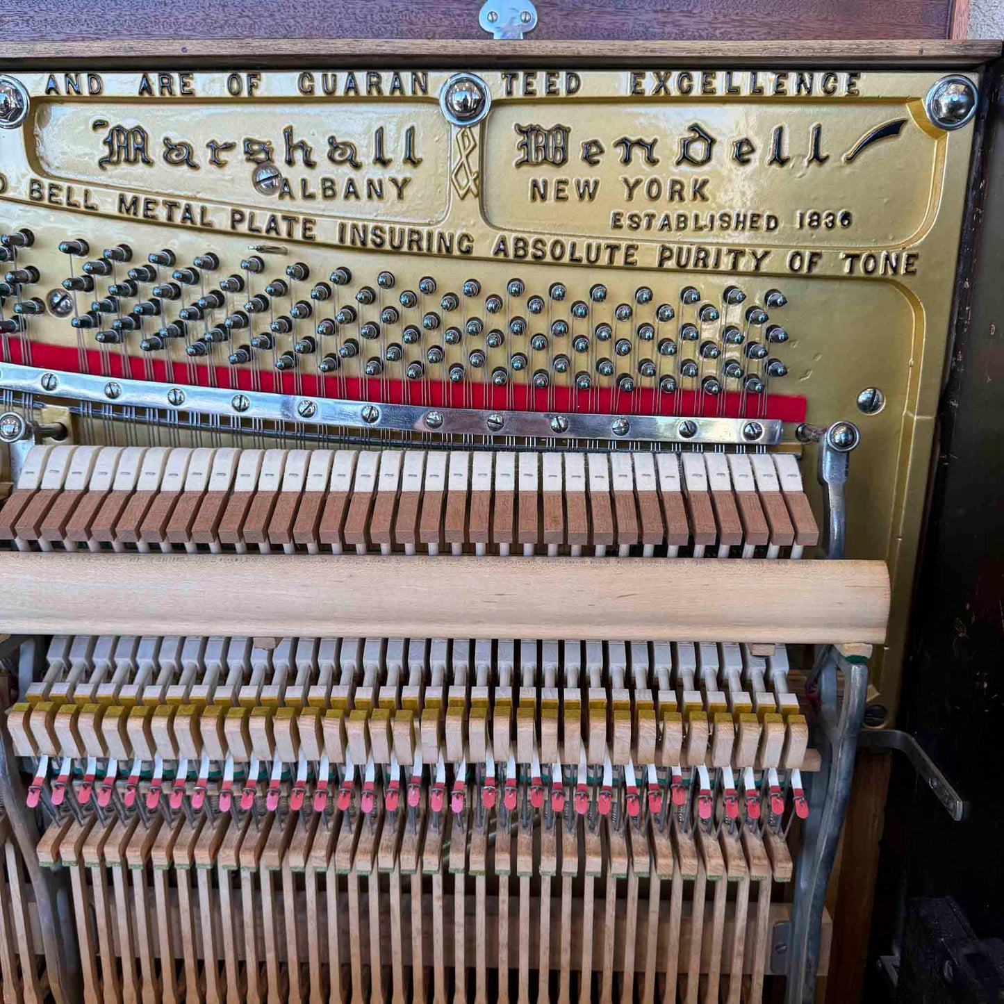CURRENT SHOP WORK - 1918 Marshall & Wendell 55" Wood Finish Commissioned Upright Piano