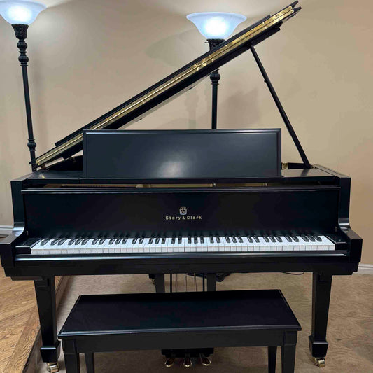1995 Story & Clark 5'1" Satin Black Baby Grand Piano