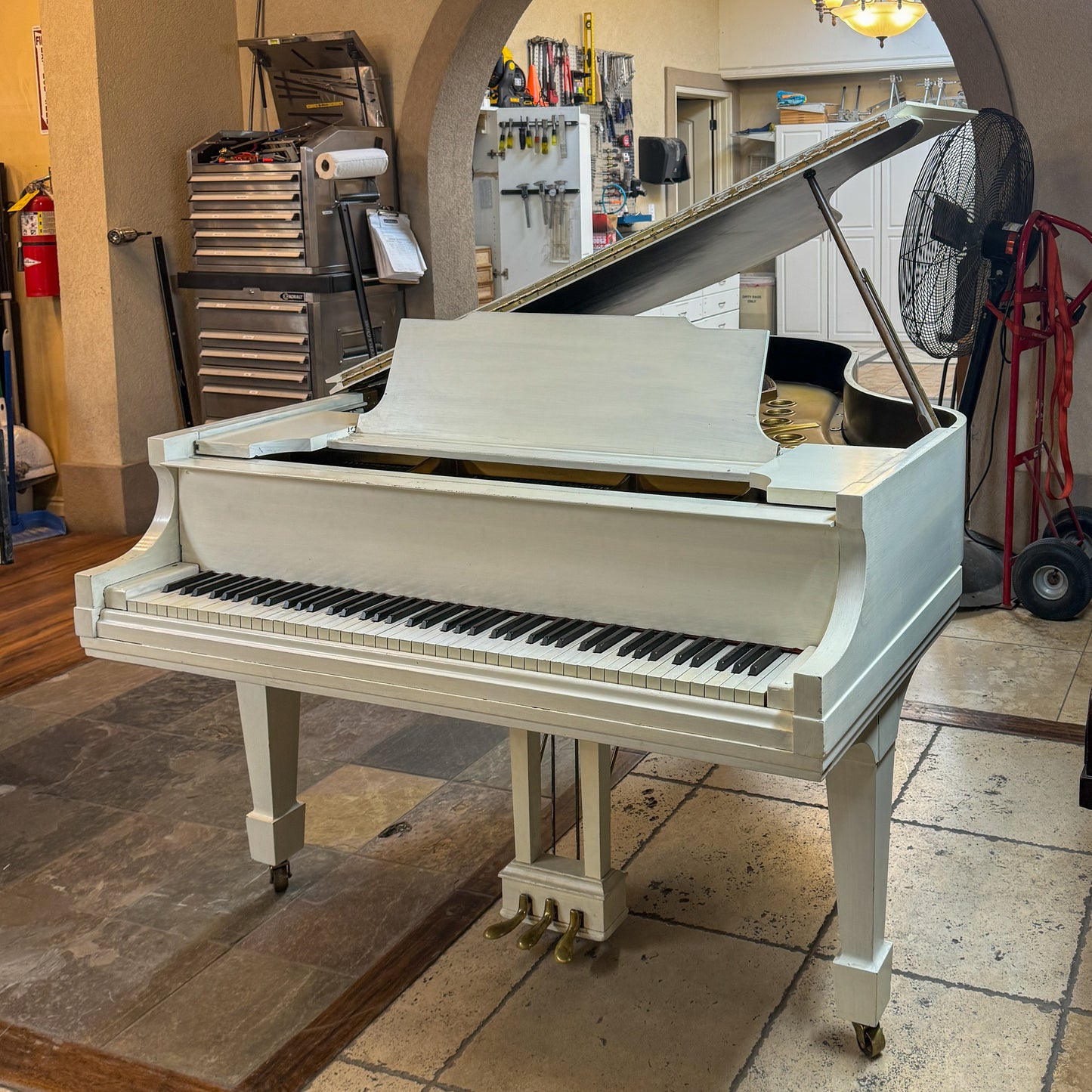 SOLD 1929 Kurtzmann White Finish Commissioned Grand Piano with Self-Playing QRS System