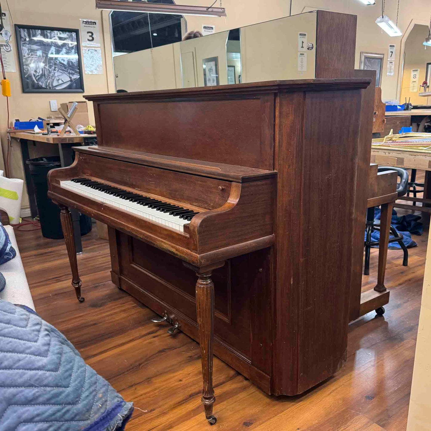AVAILABLE TO RESTORE: CALL FOR CUSTOM PRICING - 1904 Hobart M. Cable 57" Wood Finish Upright Piano