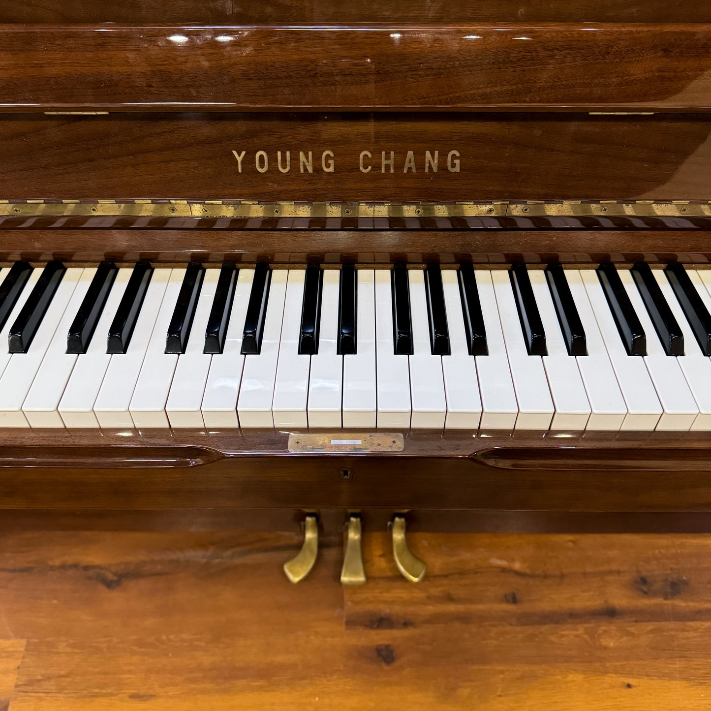 Young Chang U-10743" Polished Walnut Console Piano