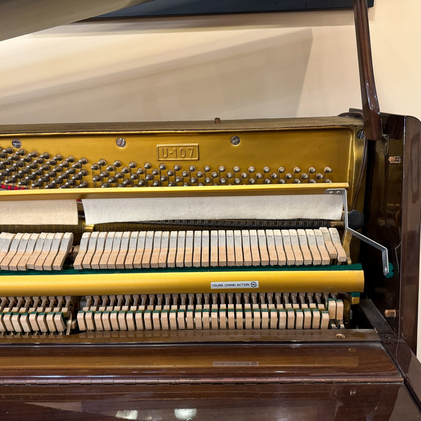 Young Chang U-10743" Polished Walnut Console Piano