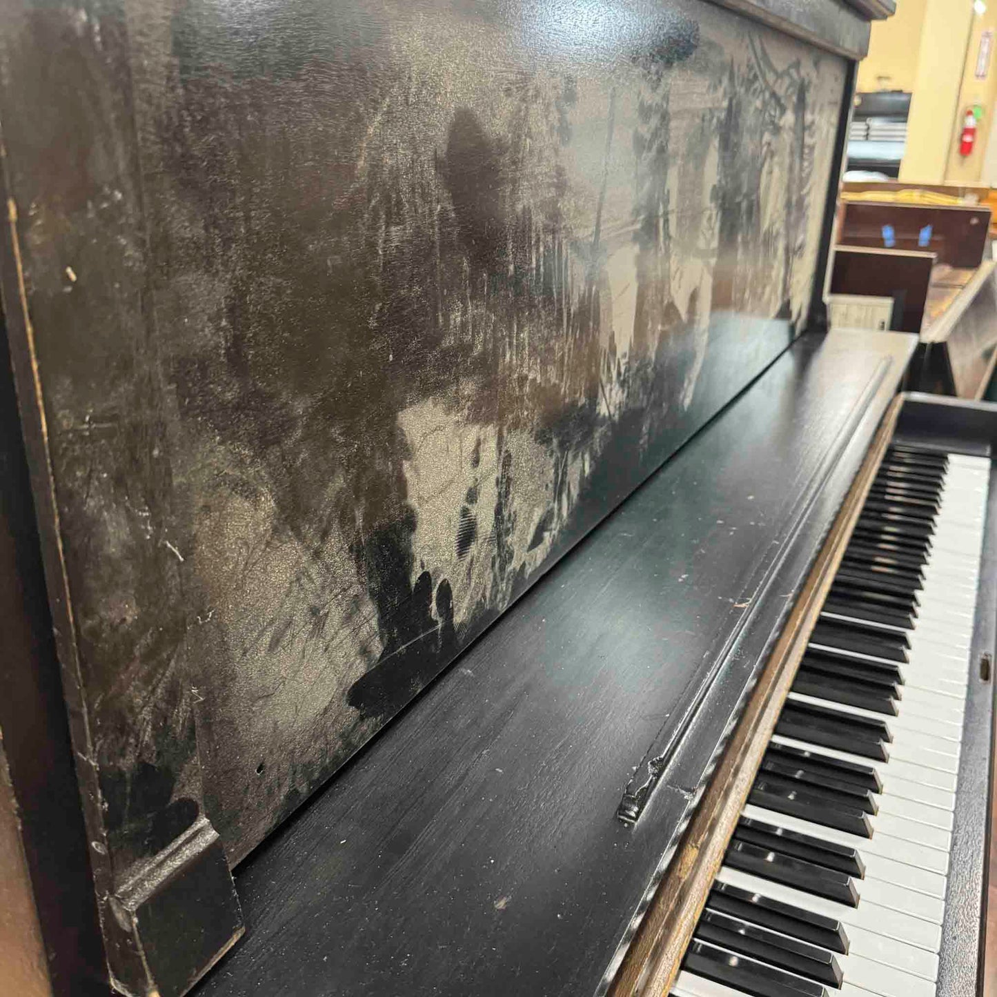 CURRENT SHOP WORK 1927 Kurtzmann 55" Black Finish Commissioned Upright Piano