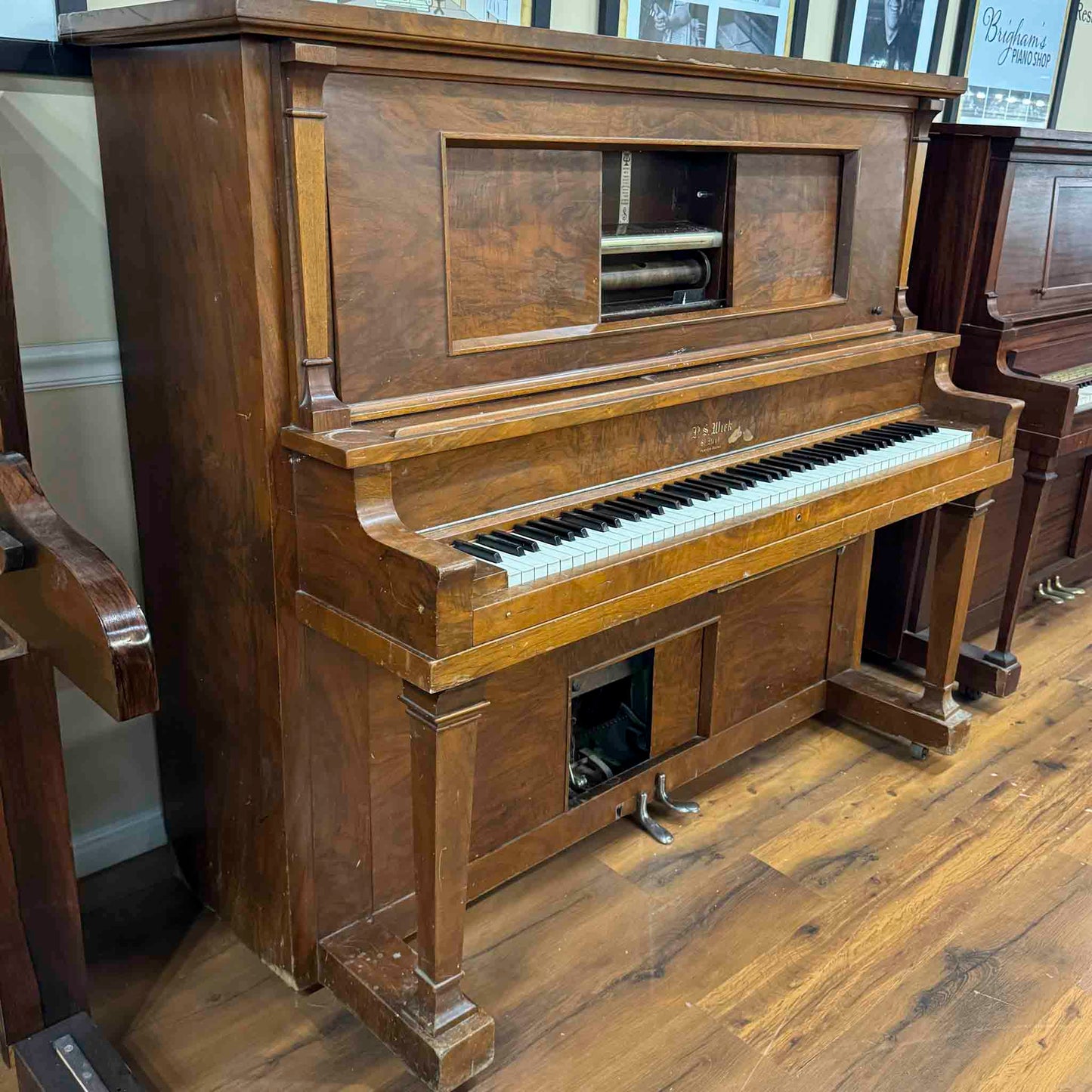CURRENT SHOP WORK 1920 P.S. Wick 55" Wood Finish Commissioned Upright Player Piano