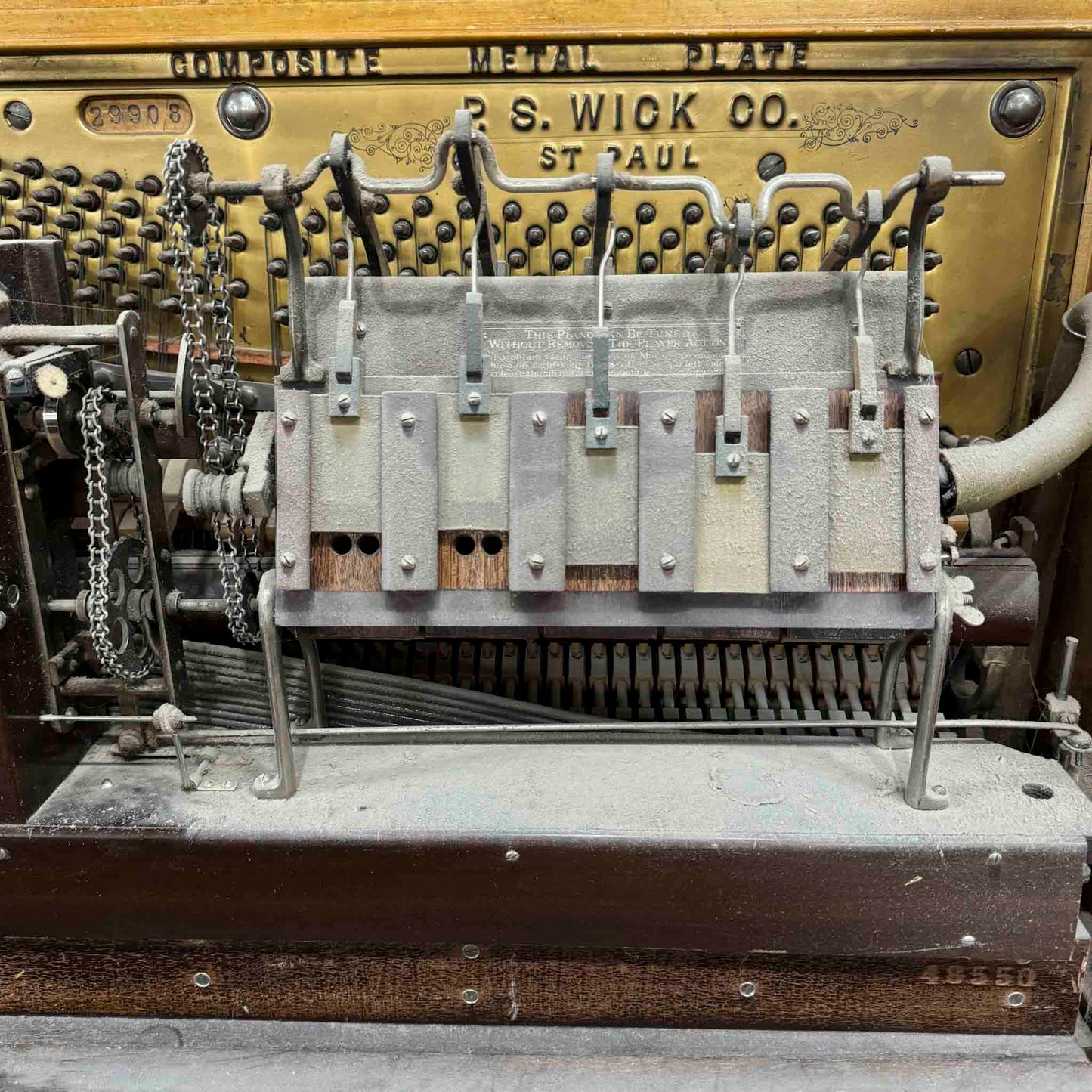 CURRENT SHOP WORK 1920 P.S. Wick 55" Wood Finish Commissioned Upright Player Piano