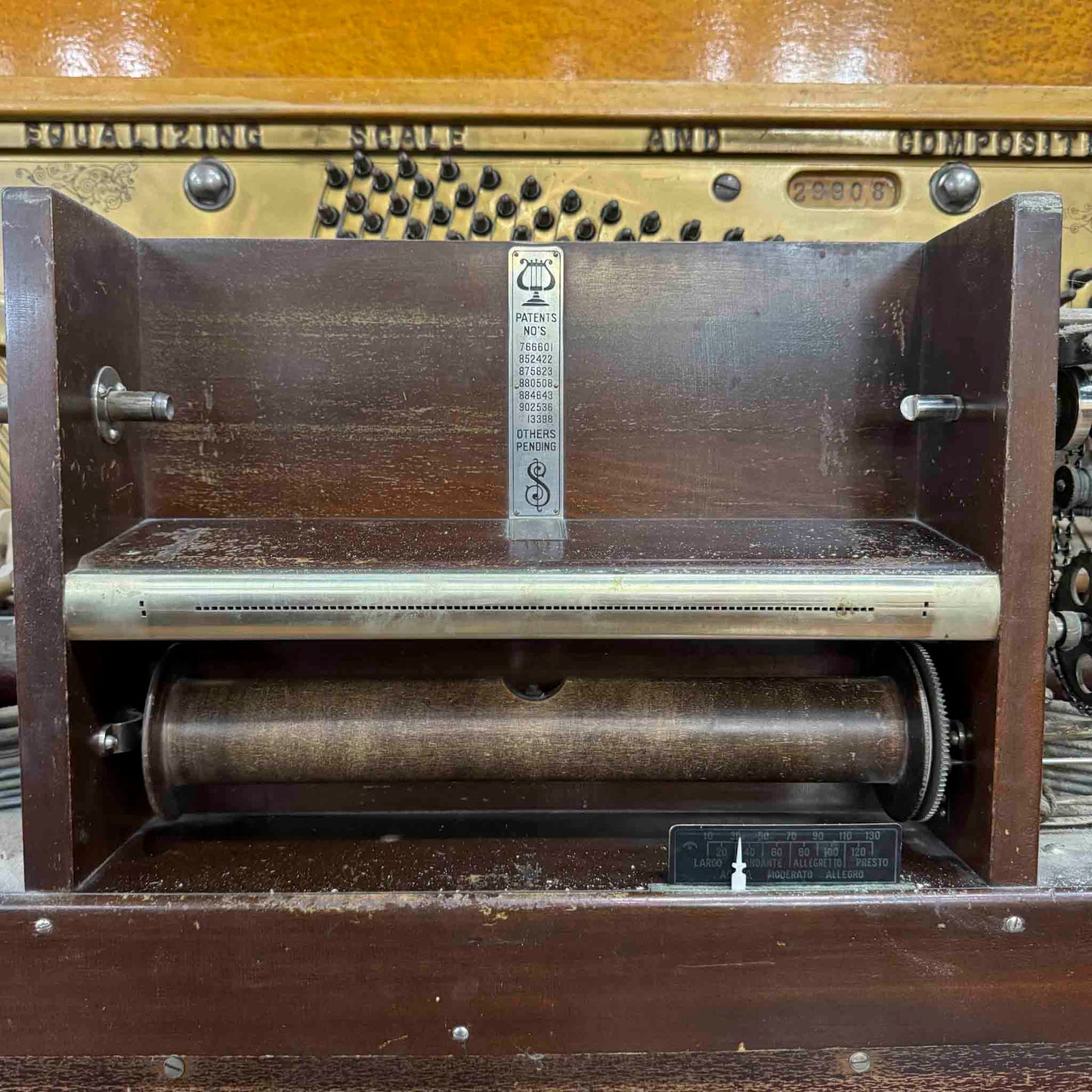 CURRENT SHOP WORK 1920 P.S. Wick 55" Wood Finish Commissioned Upright Player Piano