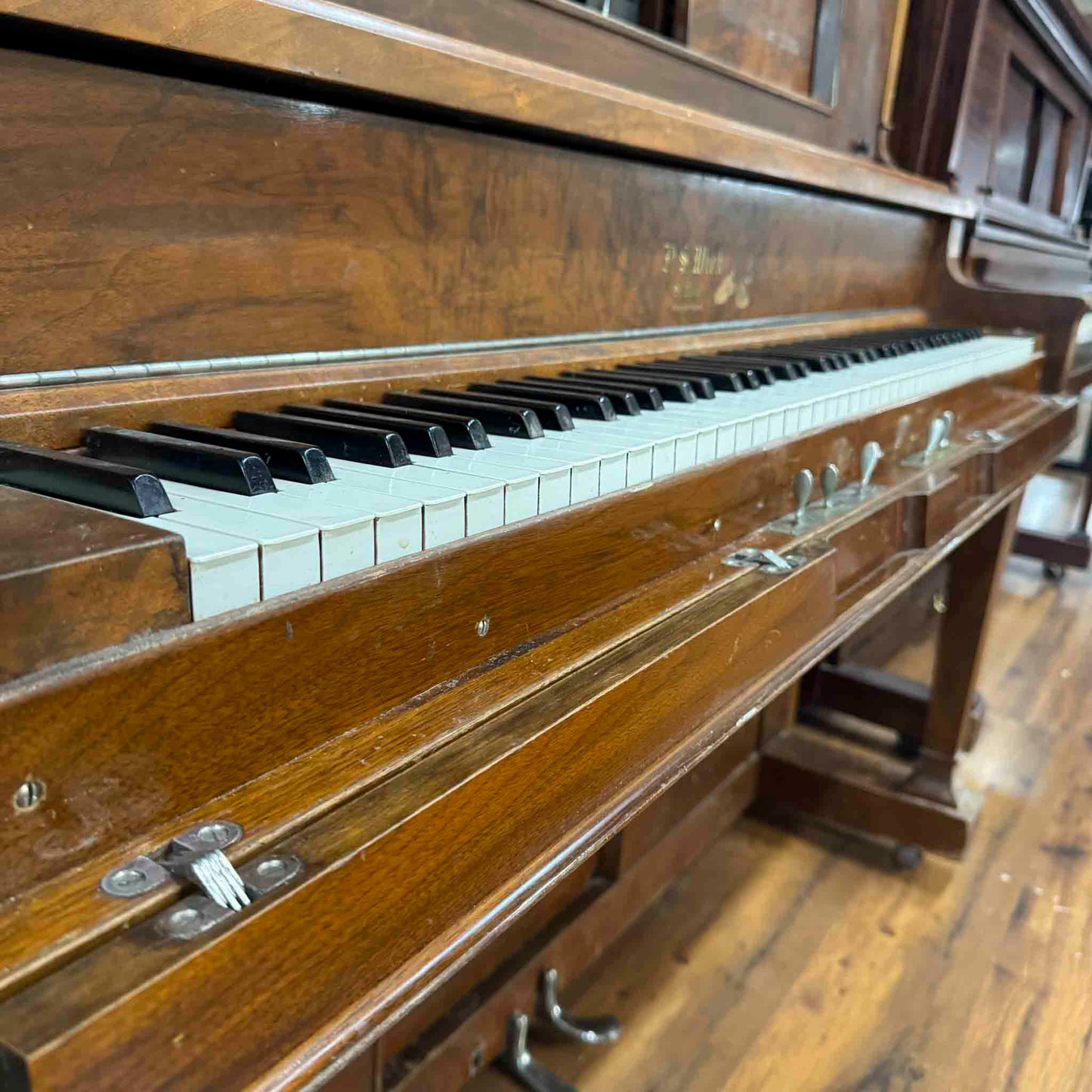 CURRENT SHOP WORK 1920 P.S. Wick 55" Wood Finish Commissioned Upright Player Piano