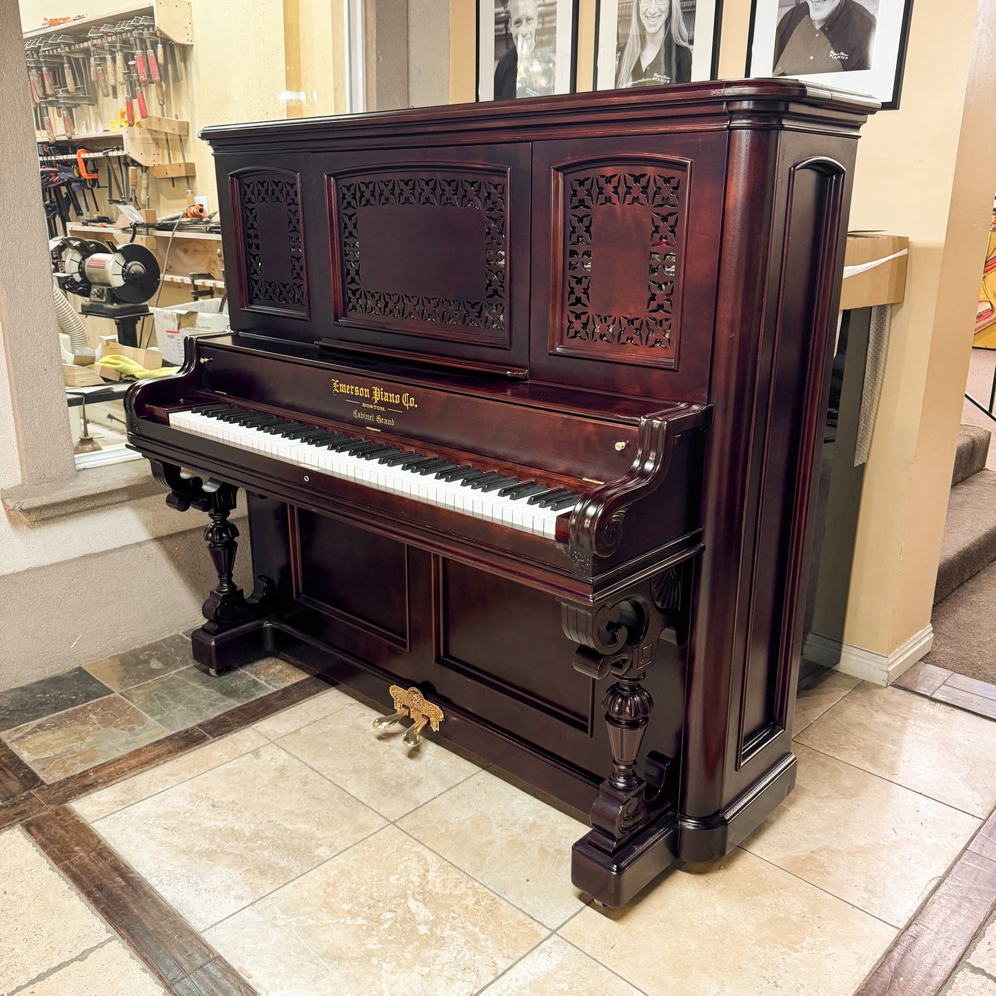 SOLD 1885 Emerson Wood Finish 57" Commissioned Upright