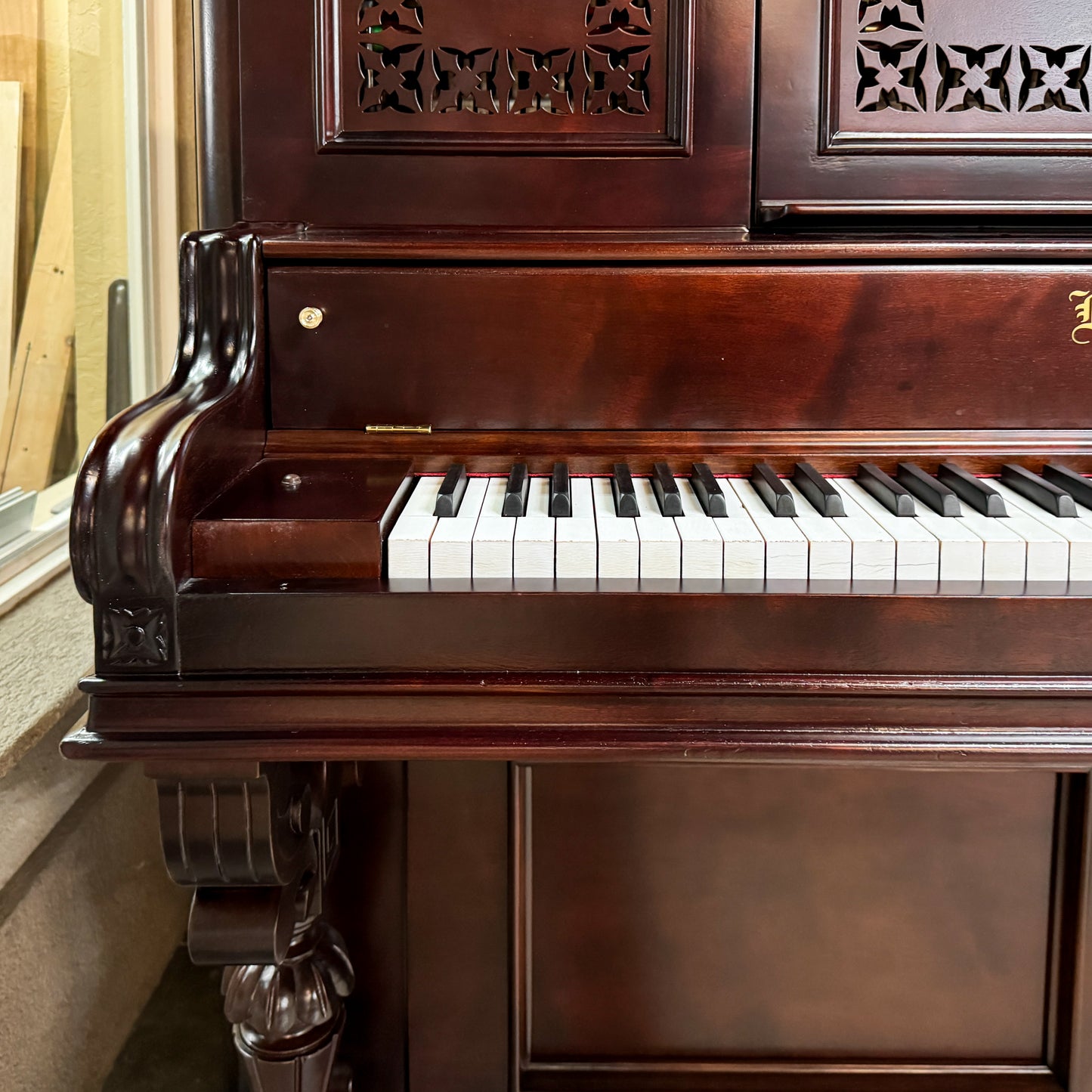 SOLD 1885 Emerson Wood Finish 57" Commissioned Upright