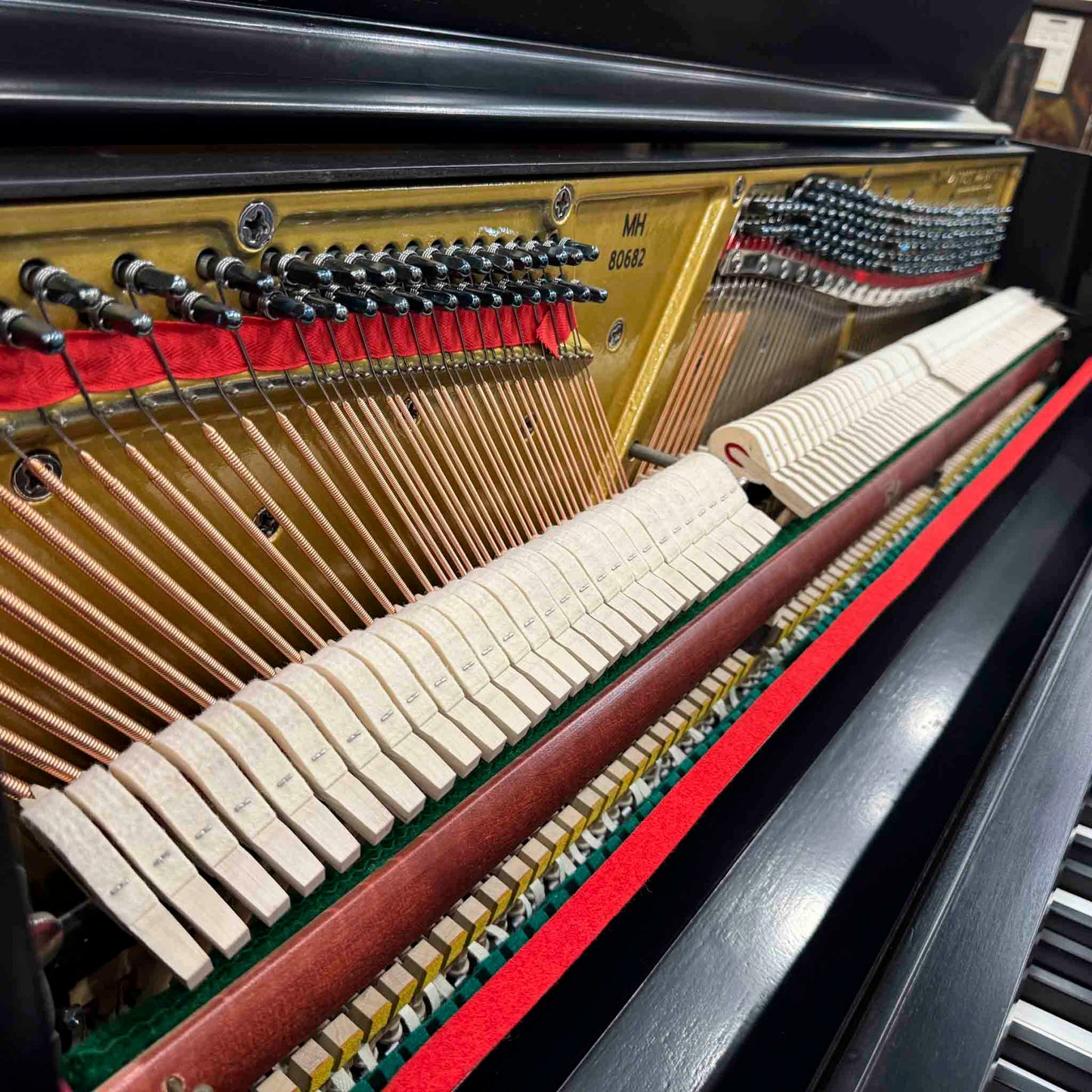 CURRENT SHOP WORK - 1977 Mason & Hamlin 43" Satin Black Commissioned Console Piano