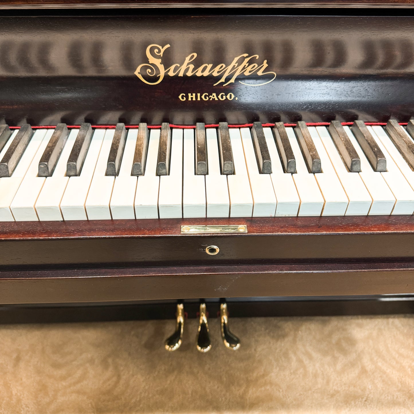 1911 Schaeffer 56" Wood Finish Upright Piano - with QRS Self Playing System