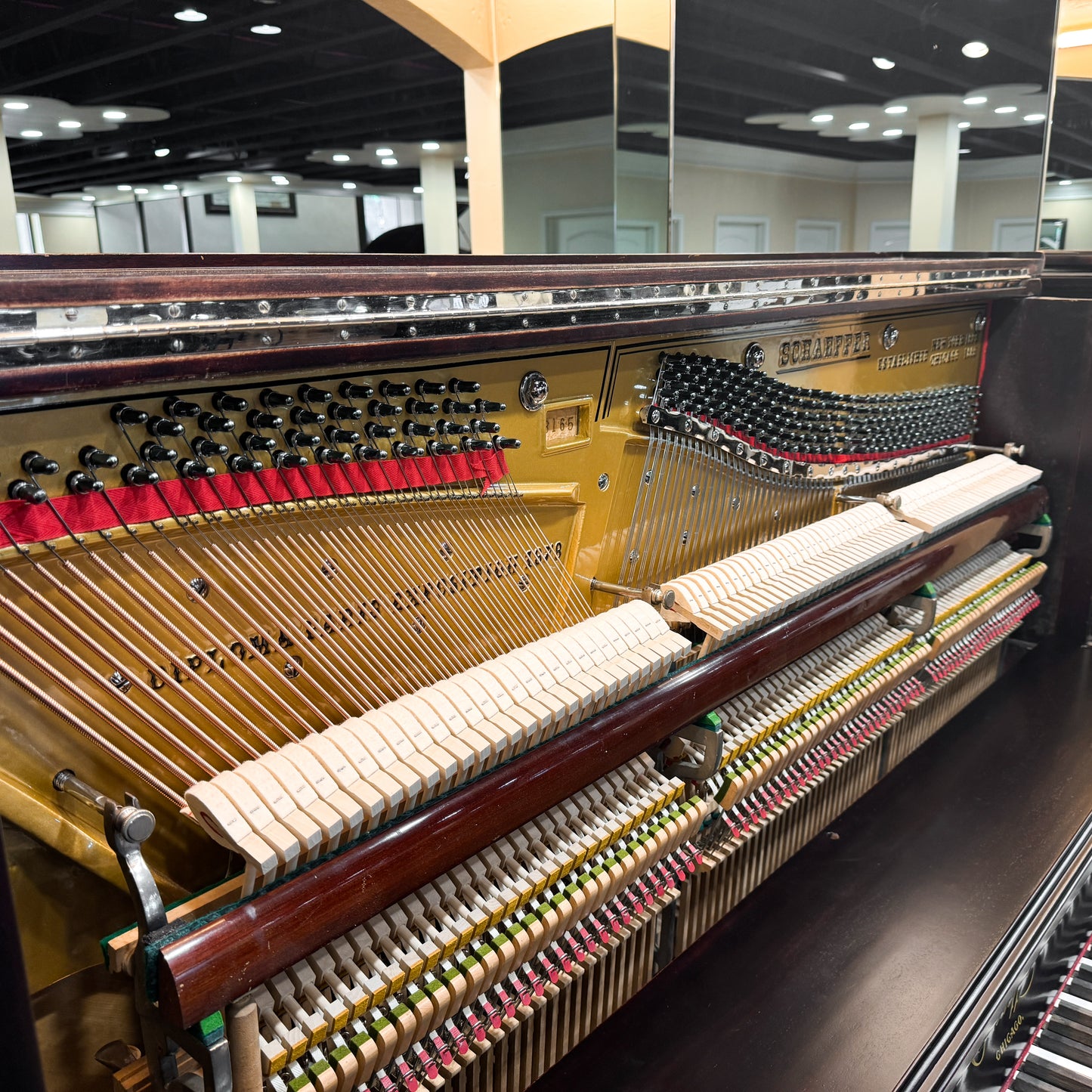 1911 Schaeffer 56" Wood Finish Upright Piano - with QRS Self Playing System