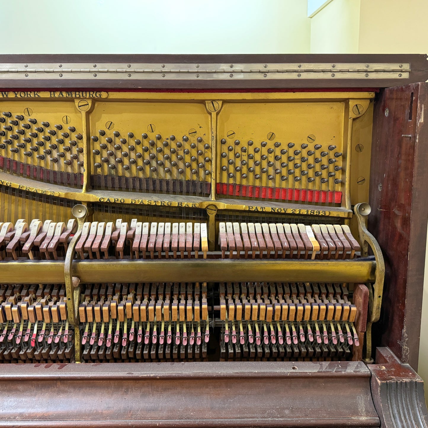 CURRENT SHOP WORK - 1908 Steinway Wood Finish Commissioned Upright Player Piano