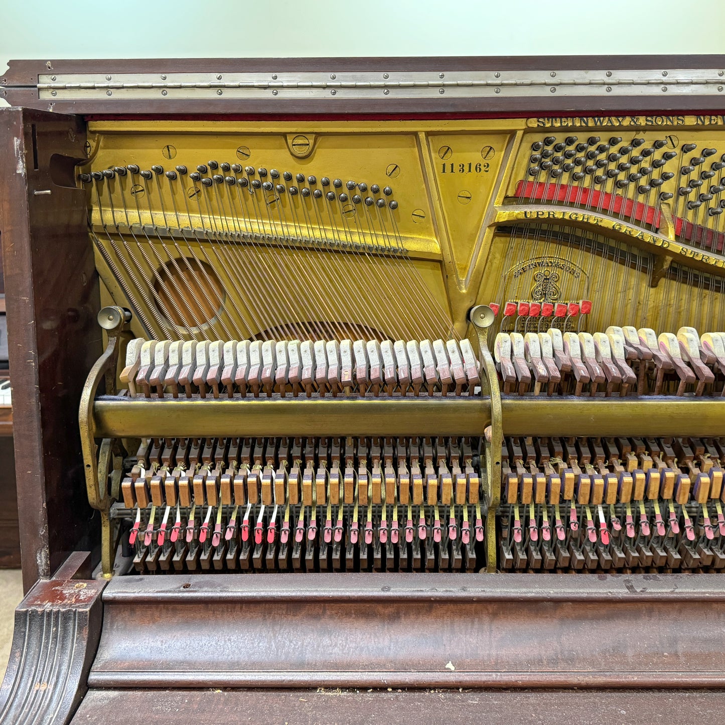 CURRENT SHOP WORK - 1908 Steinway Wood Finish Commissioned Upright Player Piano