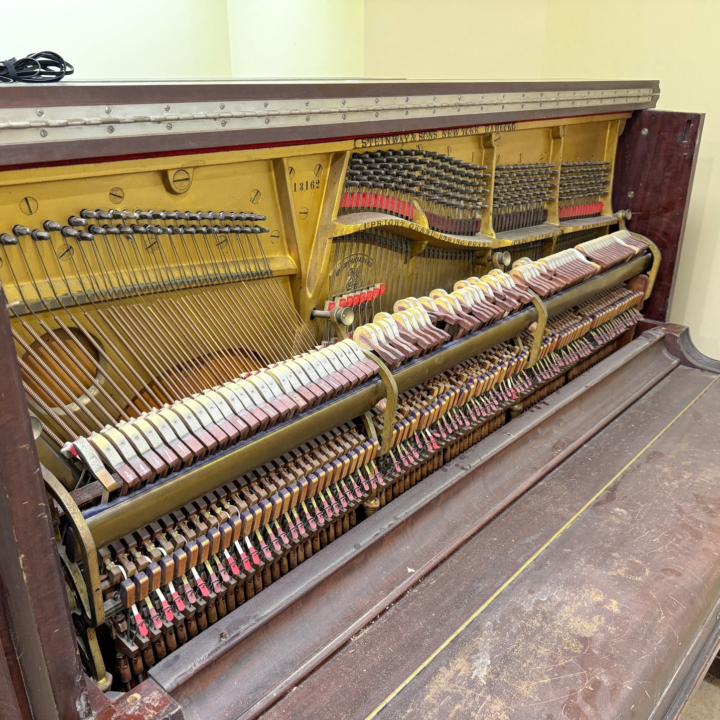 CURRENT SHOP WORK - 1908 Steinway Wood Finish Commissioned Upright Player Piano