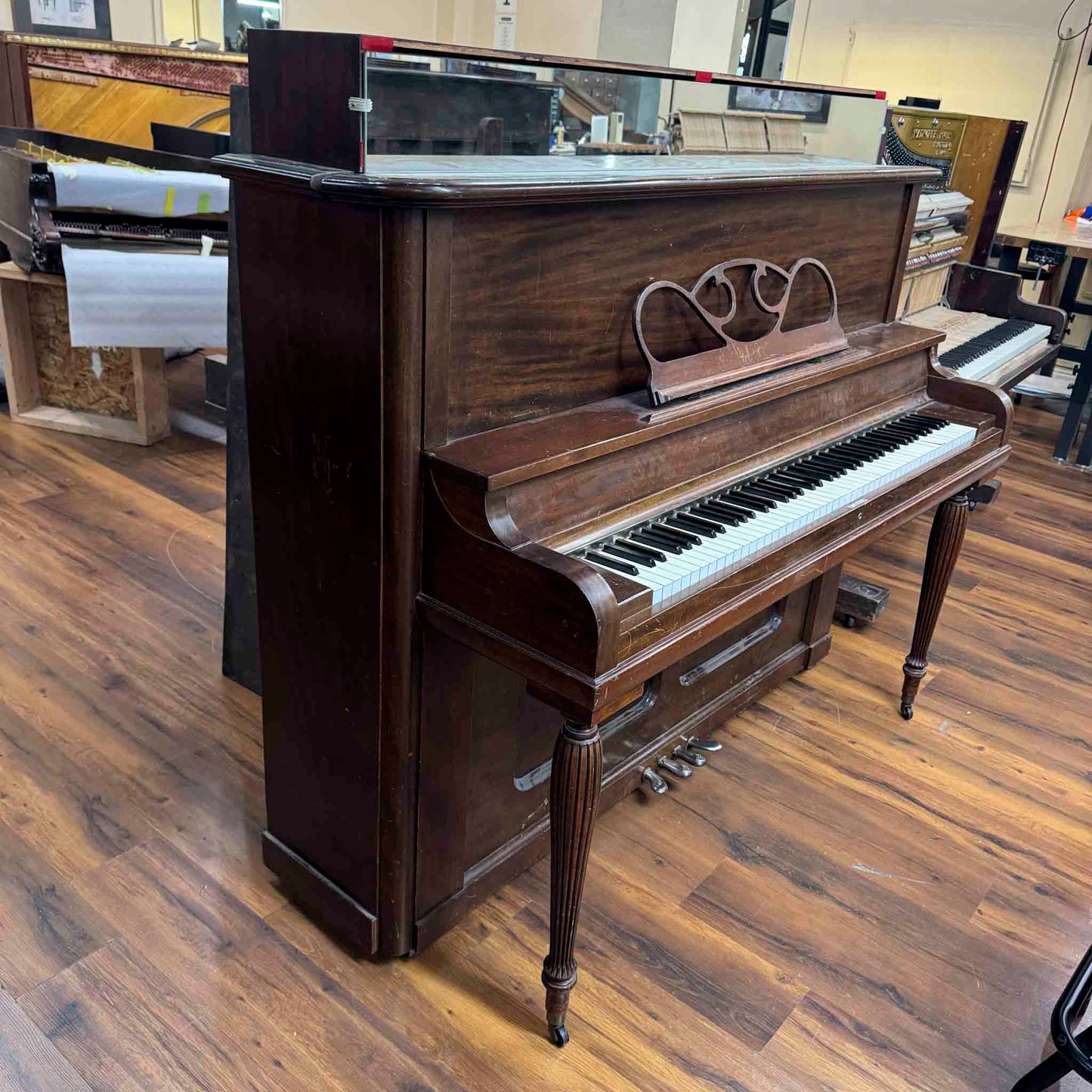 CURRENT SHOP WORK 1896 Crown 57" Wood Finish Commissioned Upright Piano