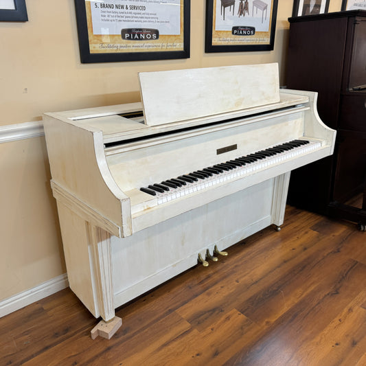 AVAILABLE TO RESTORE: CALL FOR CUSTOM PRICING - 1966 Astin Weight 38" White Spinet Piano