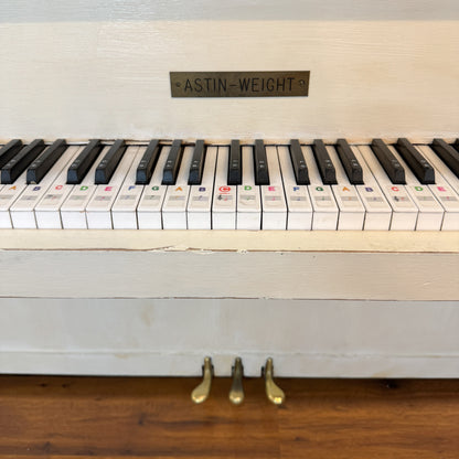 AVAILABLE TO RESTORE: CALL FOR CUSTOM PRICING - 1966 Astin Weight 38" White Spinet Piano
