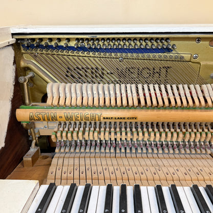 AVAILABLE TO RESTORE: CALL FOR CUSTOM PRICING - 1966 Astin Weight 38" White Spinet Piano