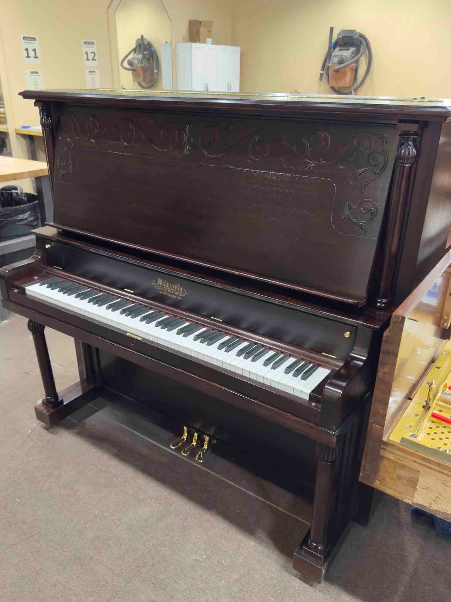 HEIRLOOM RESTORATION 1907 Walworth Schulz & Co. 56" Mahogany Wood Finish Commissioned Upright Piano