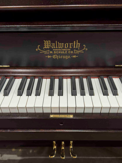 HEIRLOOM RESTORATION 1907 Walworth Schulz & Co. 56" Mahogany Wood Finish Commissioned Upright Piano