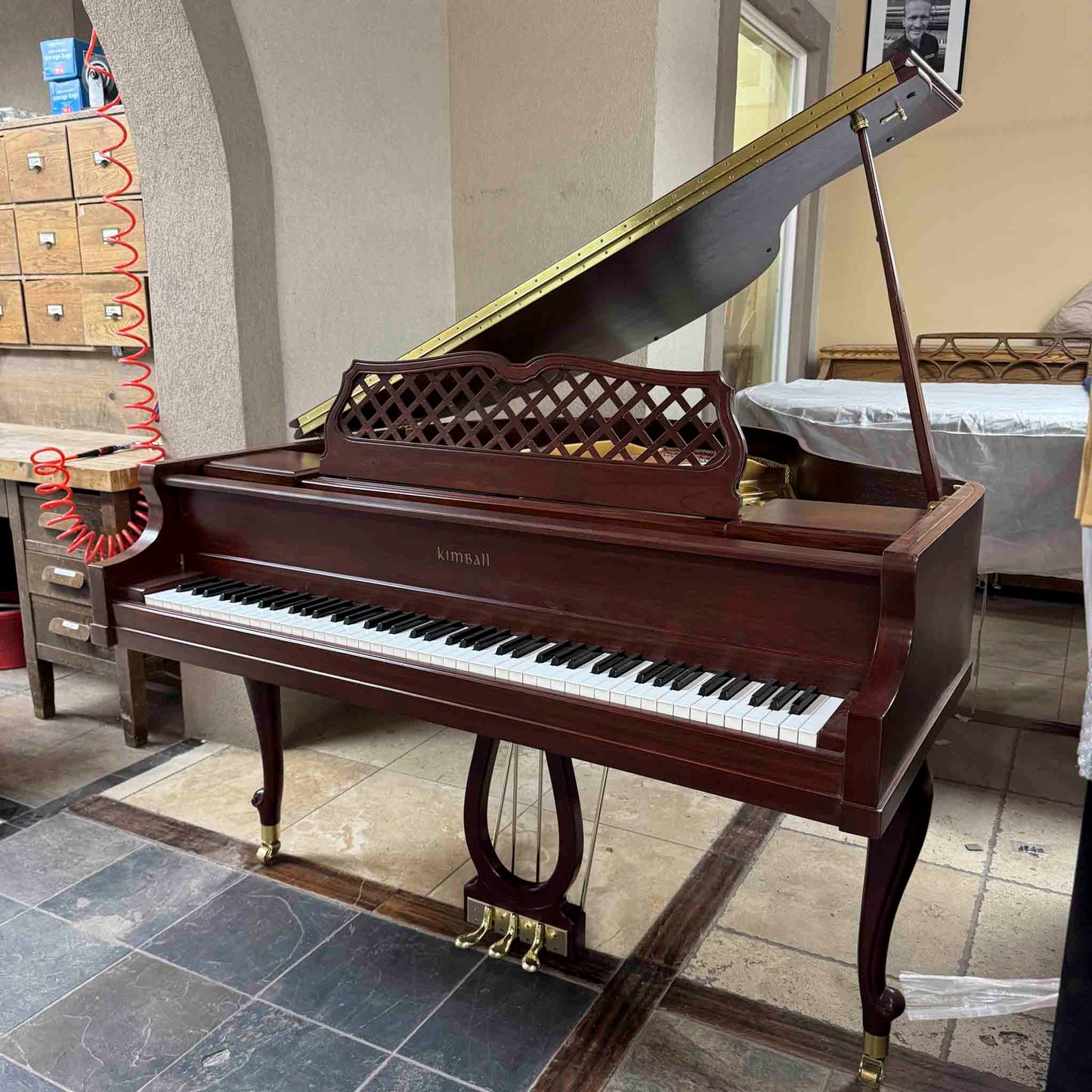 CURRENT SHOP WORK 1976 Kimball 4'10" Wood Finish Commissioned Baby Grand Piano