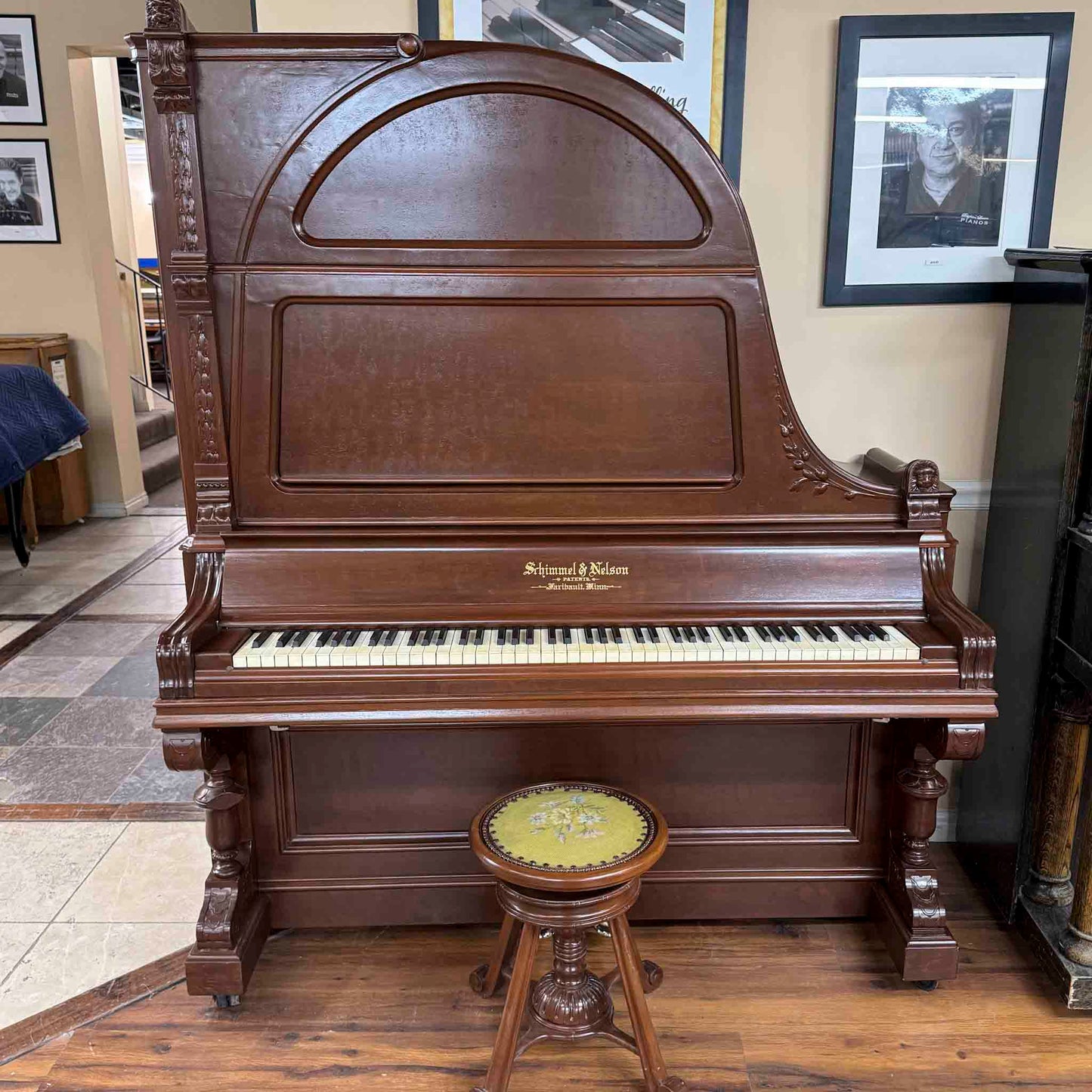 HEIRLOOM RESTORATION 1885 Schimmel & Nelson 74" Wood Finish Commissioned Upright Verti-Grand Piano