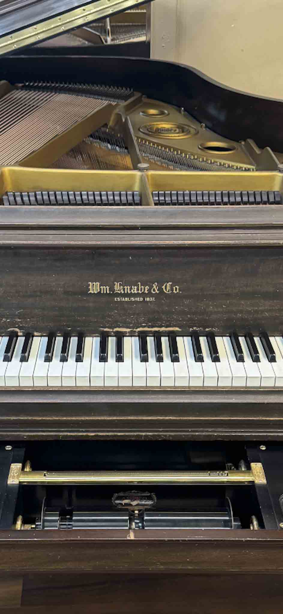 CURRENT SHOP WORK  1935 Knabe 5'4" Wood Finish Commissioned Player Grand Piano