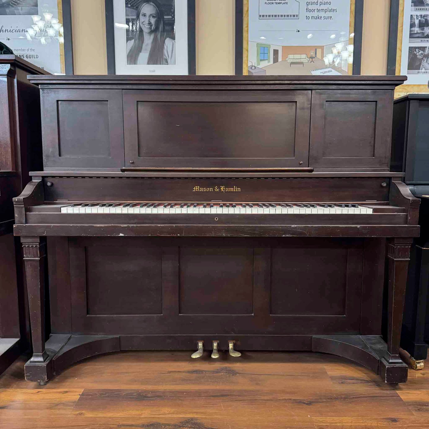 CURRENT SHOP WORK 1905 Mason & Hamlin Wood Finish 52" Commissioned Upright Piano