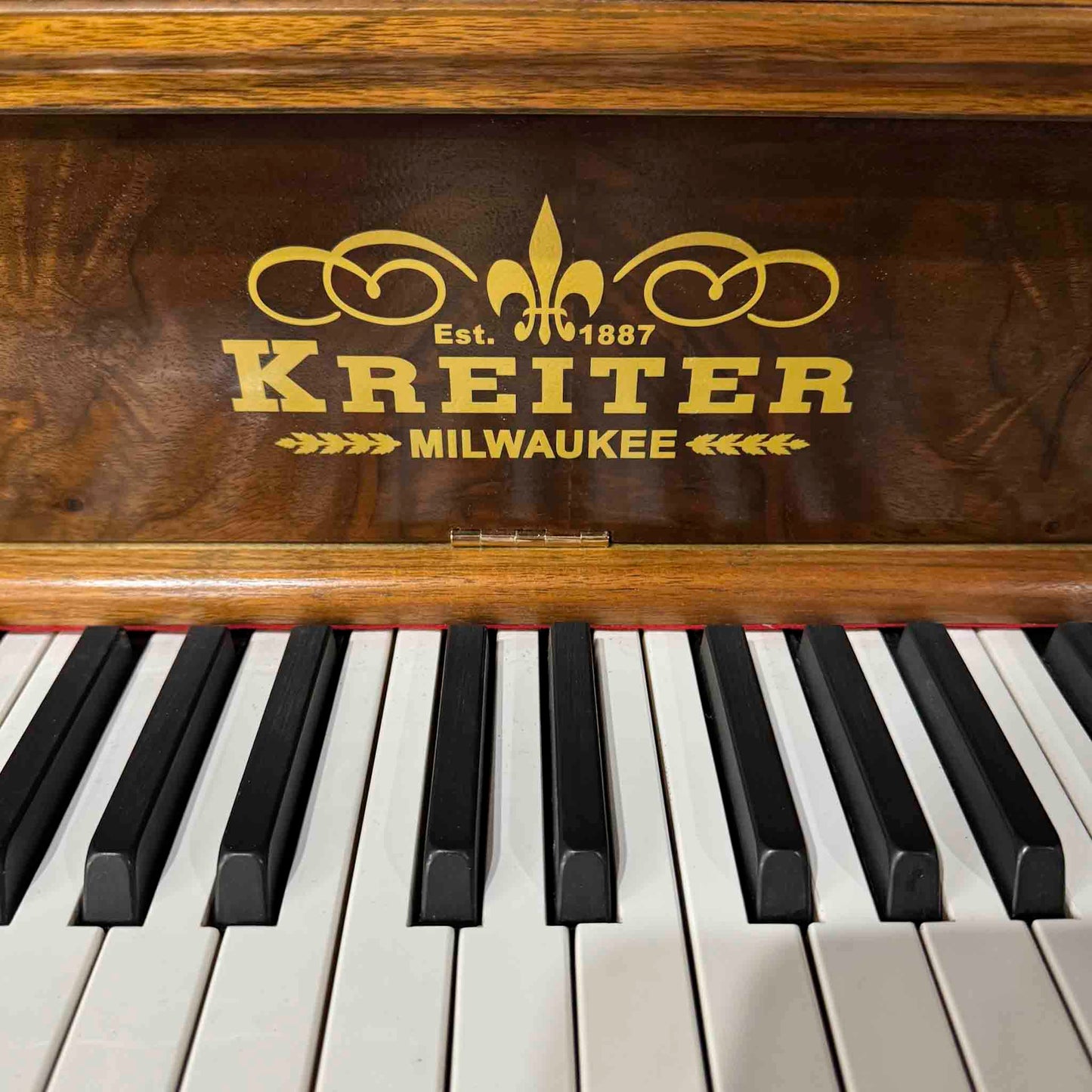 1919 Kreiter 57" Wood Finish Upright Piano with Self-Playing QRS System