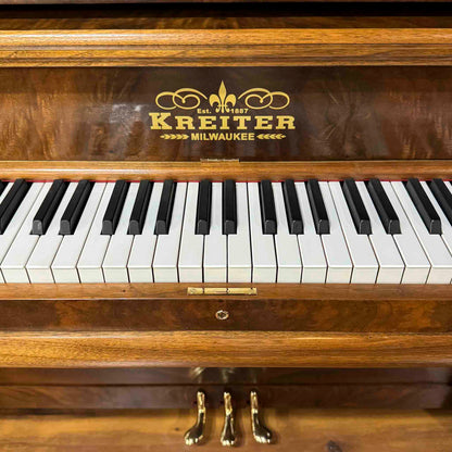 1919 Kreiter 57" Wood Finish Upright Piano with Self-Playing QRS System