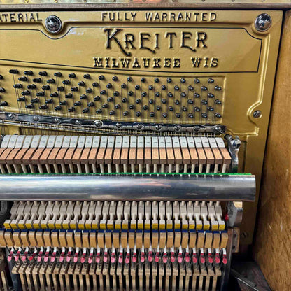 1919 Kreiter 57" Wood Finish Upright Piano with Self-Playing QRS System