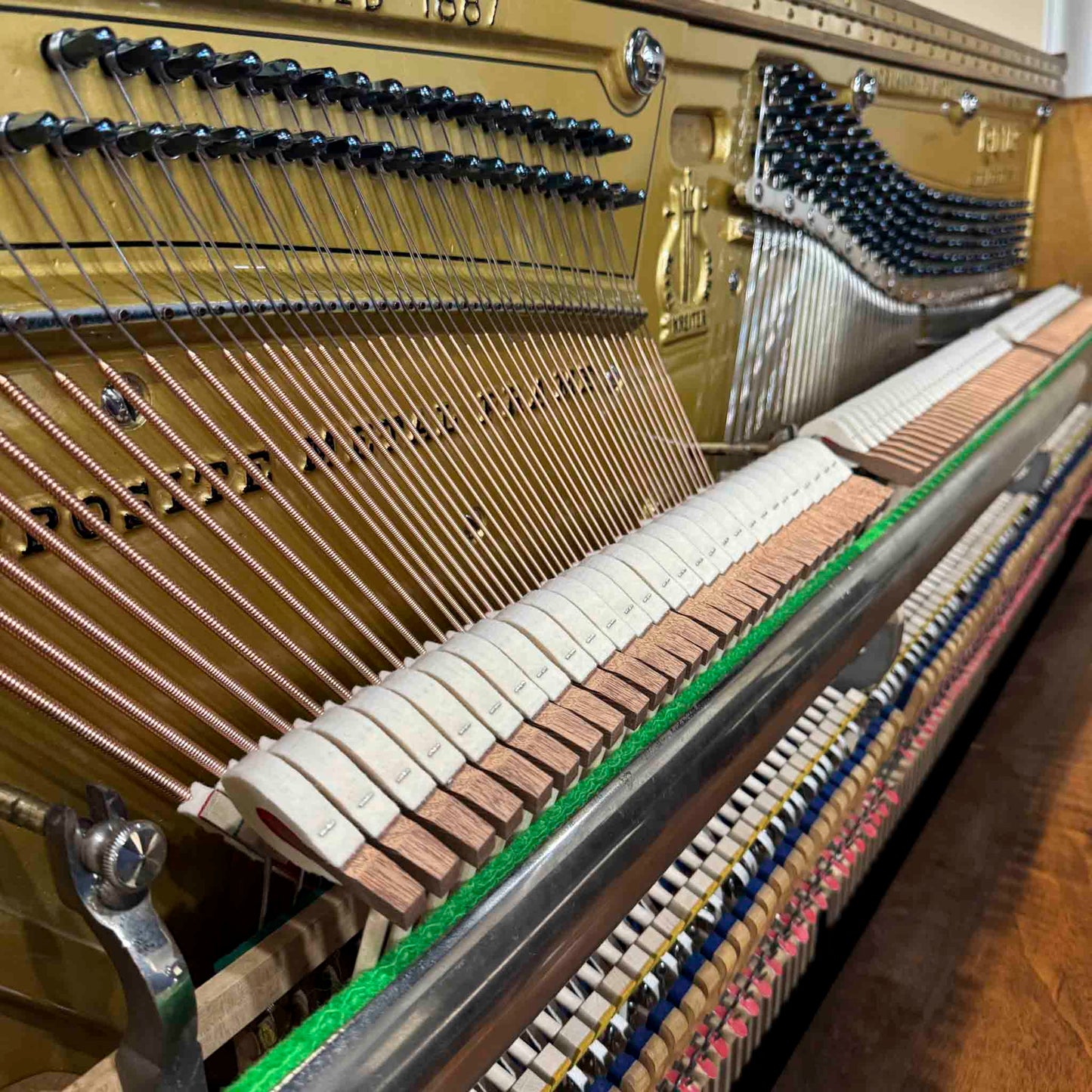 1919 Kreiter 57" Wood Finish Upright Piano with Self-Playing QRS System